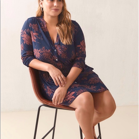 Long-Sleeve Floral Shirt Dress - Addition Elle - Picture 4 of 8